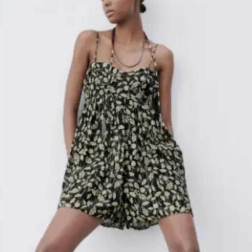 Zara Metallic Floral Print Romper